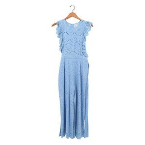 Built by Dreamers Ruffle Sleeve Eyelet Blue Pant Jumpsuit M